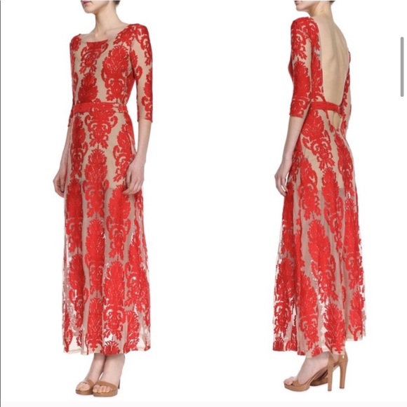 For Love & Lemons Red San Marco Lace Midi Dress S - Picture 4 of 16